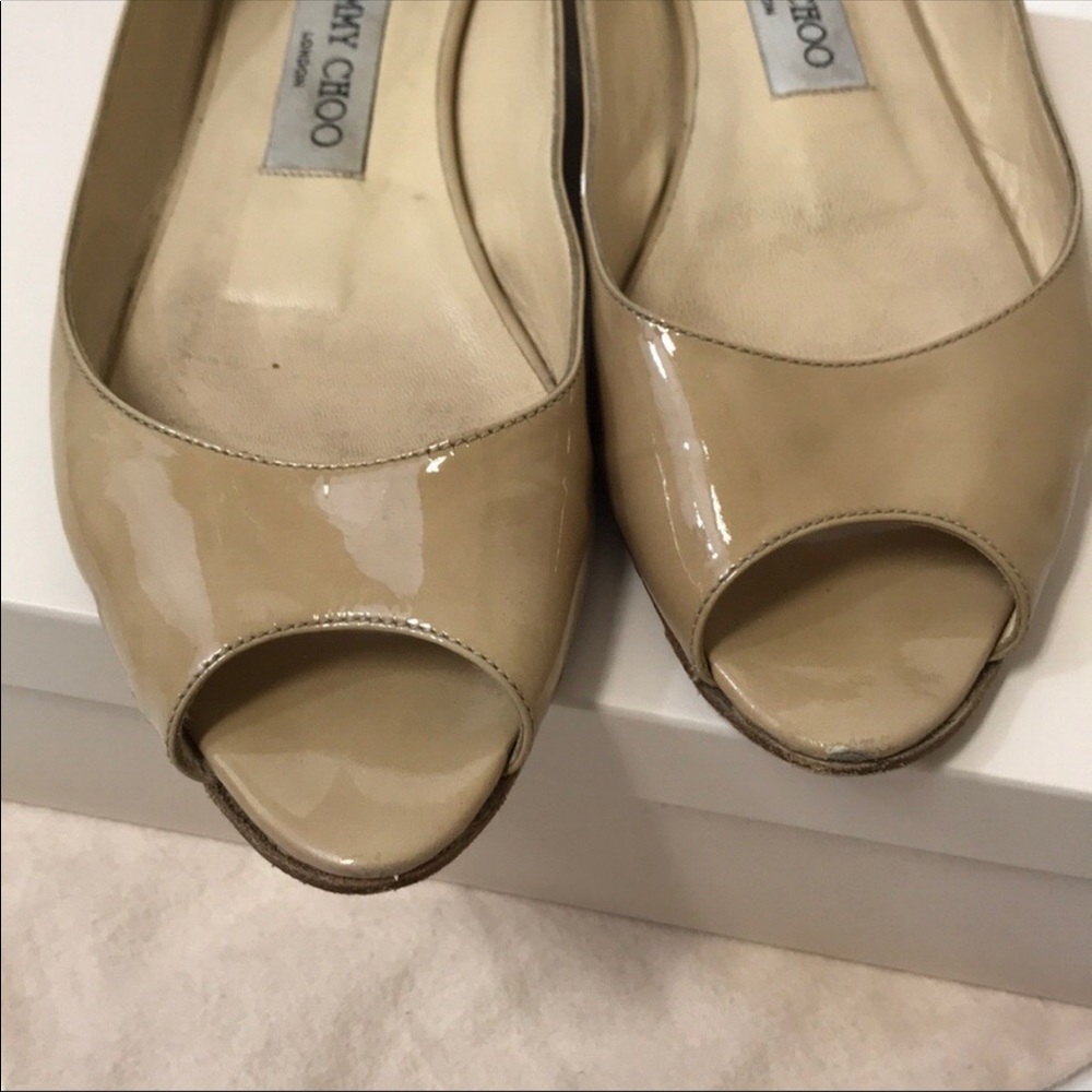 Jimmy Choo Beck Patent Leather Nude Flats